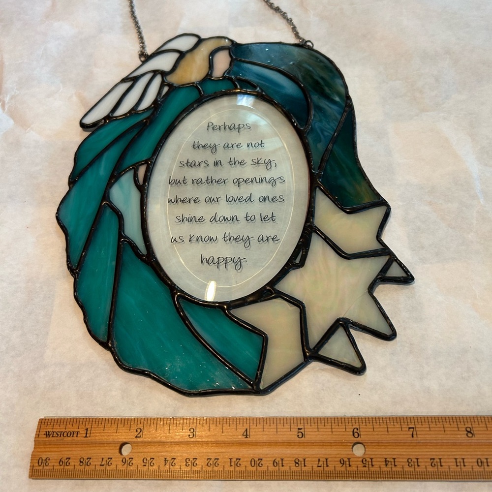 Elegant Stained Glass Angel Wing Art